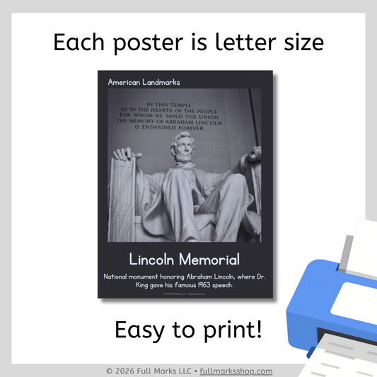 American Landmarks Real Photo Posters | Boho Modern USA Social Studies Decor