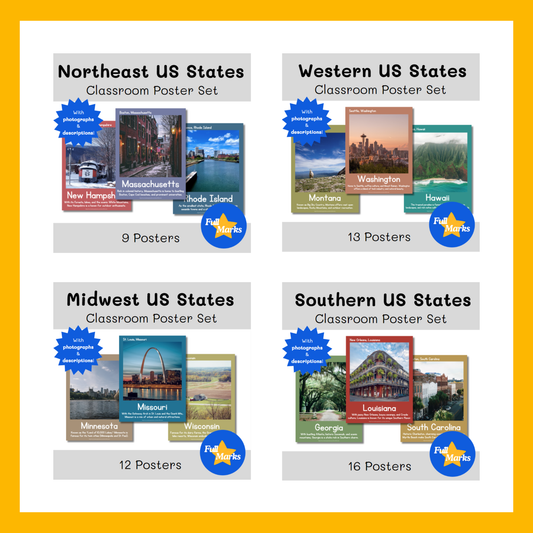 50 US States Classroom Posters