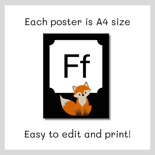 Animal Illustrated Alphabet Posters