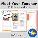 Meet Your Teacher Template, Editable Printable Back to School Handout Boho Ombre