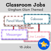 Gingham Glam Themed Classroom Jobs Posters, Bulletin Whiteboard Printable Decor