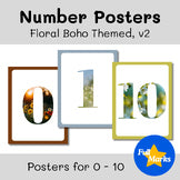 Floral Boho Number Posters v2, Modern Minimalistic Printable Math Class Decor