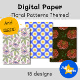 Floral Boho Digital Paper, Printable Background Clip Art Commercial Use Decor