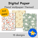 Modern Floral Wallpaper Digital Paper, Printable Boho Decor PowerPoint, Posters
