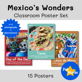 Mexican Cultural Wonders Classroom Posters, Boho History Spanish Geography Decor