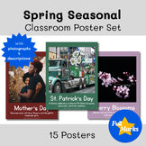 Spring Season Class Posters, Real Photo Boho Modern Printable Decor St. Patrick