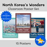 North Korea Class Posters, Asian Culture History Language Geography Modern Boho