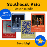 Southeast Asia Poster Bundle, Boho Modern Decor History Geography Culture Vocab