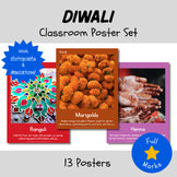 Diwali Real Photo Class Poster Set Indian Hindu Cultural Fall Holiday Decor Asia