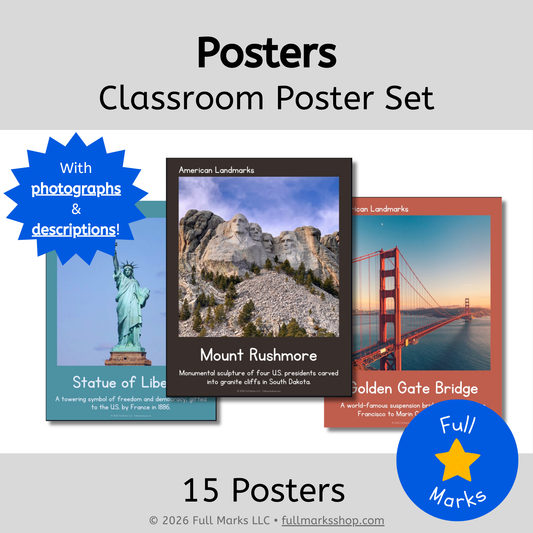 American Landmarks Real Photo Posters | Boho Modern USA Social Studies Decor