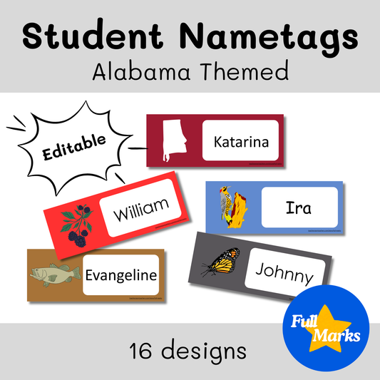 Alabama Themed Student Nametags