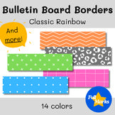 Bright Rainbow Bulletin Board Borders, Printable Class Wall and Whiteboard Decor