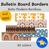 Boho Rainbow Bulletin Board Borders, Modern Neutral Printable Wall Decor Bunting