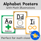 Math Vocabulary Alphabet Posters, Colorful Wall Bulletin Board Printable Decor
