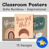 Boho Rainbow Inspirational Classroom Posters, Printable Soothing Wall Decor