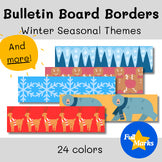 Winter Seasonal Bulletin Board Borders, Modern Holiday Bunting Classroom Decor