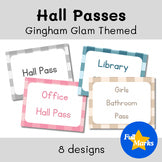 Quarter Sheet Gingham Glam Themed Hall Boho Bathroom Office Passes, Printable