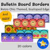 Retro Chic Themed Groovy Bulletin Board Borders, 80s Printable Scalloped Edges