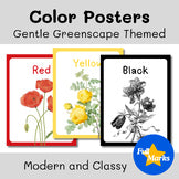 Gentle Greenscape Illustrated Color Posters, Printable Botanic Plant Class Decor