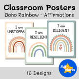 Boho Rainbow "I Am..." Printable Inspirational Affirmation Posters Class Decor