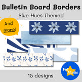 Blue Hues Themed Bulletin Board Borders, Patterned Set Printable Class Decor