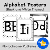Black and White Themed Alphabet Posters, Printable Modern Class Bulletin Decor