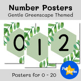 Gentle Greenscape Number Posters, Printable 0-20 Math Class Decor Plant Posters