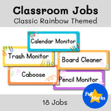 Classic Rainbow Themed Classroom Jobs, Printable Bulletin Board Management Decor