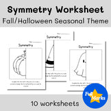 Fall/Halloween Themed Seasonal Symmetry Worksheets, Early Finishers Activity