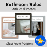 Bathroom Rules Posters, w/ Real Photos Illustrated Printables, Modern Boho Decor