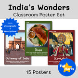 India's Wonders Classroom Posters, Cultural Indian History Geography Class Decor
