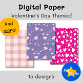 Valentine's Day Digital Paper, Printable Background Boho Clip Art Commercial Use