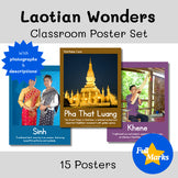Laotian Cultural Classroom Posters, History, Language Geography Modern Boho Laos