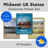 Midwest US States Classroom Posters, Boho Modern Printable History Geo Decor