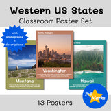 Western USA States Classroom Posters, Boho Modern Printable History Geo Decor