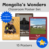 Mongolian Cultural Posters, History, Language, Geography Boho Modern Print Decor
