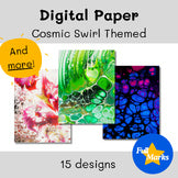Cosmic Swirl Themed Tie-Dye Digital Paper, Paint Printable Marbled Boho Modern