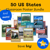 50 US States Classroom Posters, Boho Modern Printable History Geography Decor