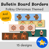 Folksy Boho Christmas Bulletin Board Borders, Printable Modern Holiday Decor