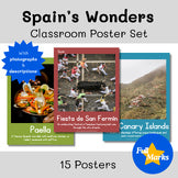 Spanish Cultural Wonders Class Posters, Boho History Spain Geo Language Decor