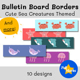 Cute Sea Creatures Pastel Bulletin Board Borders, Aquarium Ocean Boho Printables