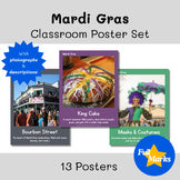 Mardi Gras Poster Set with Real Photos, Boho Modern Colorful Classroom Decor