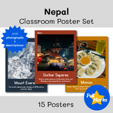Nepal Classroom Poster Set Real Photo Cultural Decor Boho Modern Geography Vocab