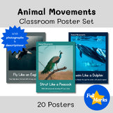 Animal Movement Posters with Real Photos, Boho Modern Decor for Classrooms Vocab