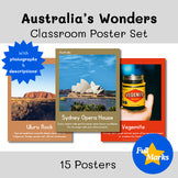Australia Real Photo Poster Set, Boho Classroom Decor Modern Geography Cultural