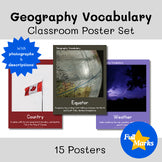 Geography Vocabulary Word Posters Set Real Photos, Boho Classroom Social Studies