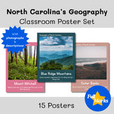 Geography of North Carolina Real Photo Posters, Colorful Boho Classroom Decor US