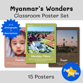 Myanmar Posters Real Photos, Boho Classroom Decor Cultural Asia Geography Vocab