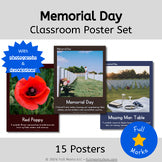 Memorial Day Posters with Real Photos Patriotic Classroom Decor Printable Set